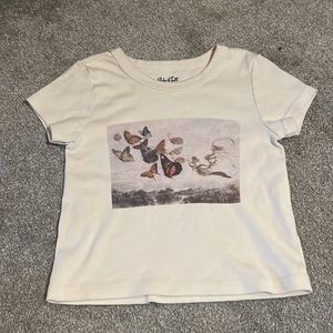 brandy melville Ashlyn Butterflies Crop top cream